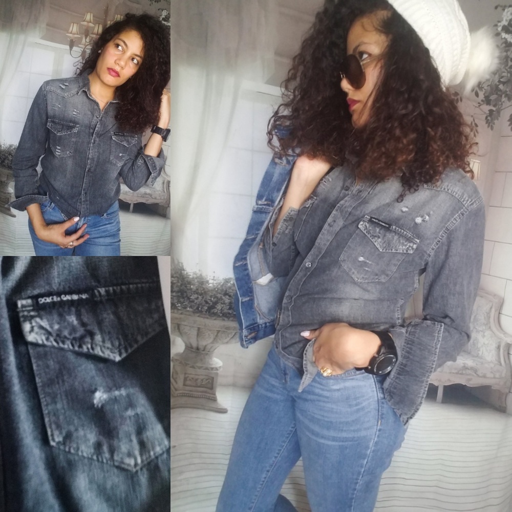 Dolce and Gabbana denim bottom down shirt